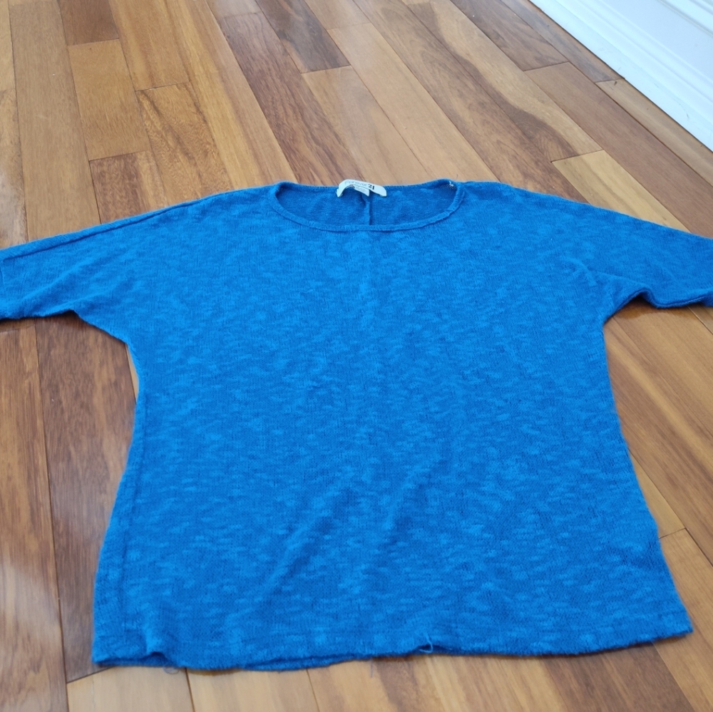 Forever 21 Blue Knit Top See Through Light Weight Juniors